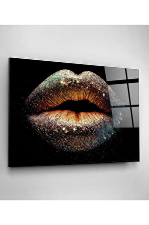Silvery Lip Cam Tablo, Dekoratif Cam Tablo