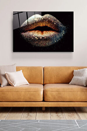 Silvery Lip Cam Tablo, Dekoratif Cam Tablo