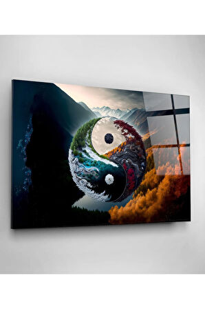 Yin Yang Cam Tablo, Dekoratif Cam Tablo