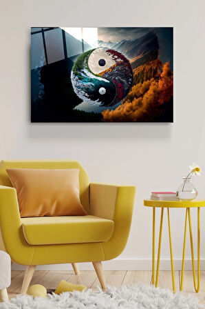 Yin Yang Cam Tablo, Dekoratif Cam Tablo