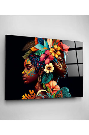 Afrikalı Kadınlar Cam Tablo, Dekoratif Cam Tablo