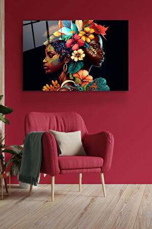 Afrikalı Kadınlar Cam Tablo, Dekoratif Cam Tablo