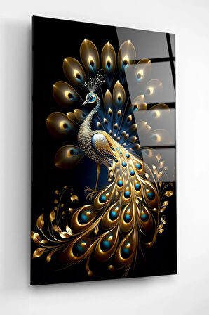 Tavus Kuşu Cam Tablo, Dekoratif Cam Tablo