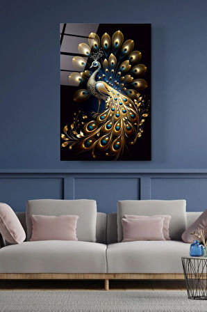 Tavus Kuşu Cam Tablo, Dekoratif Cam Tablo