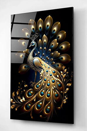 Tavus Kuşu Cam Tablo, Dekoratif Cam Tablo