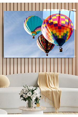 Sıcak Hava Balonu Cam Tablo, Dekoratif Cam Tablo