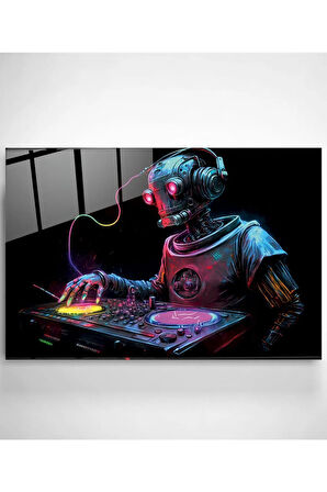 Dj Robot Cam Tablo, Dekoratif Cam Tablo