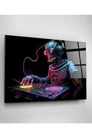 Dj Robot Cam Tablo, Dekoratif Cam Tablo