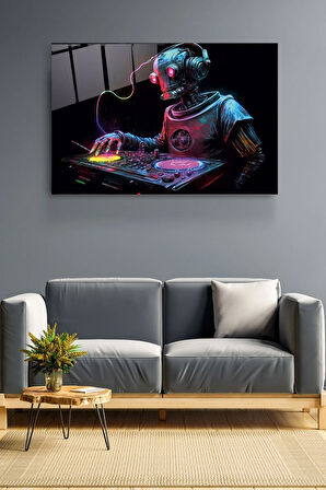Dj Robot Cam Tablo, Dekoratif Cam Tablo