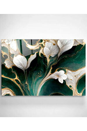 White And Green Cam Tablo, Dekoratif Cam Tablo