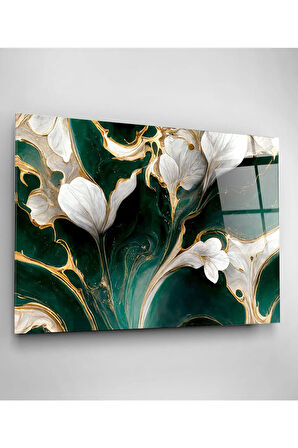 White And Green Cam Tablo, Dekoratif Cam Tablo