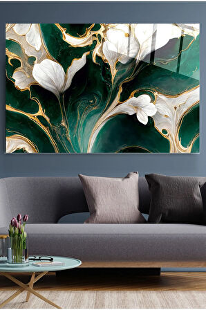 White And Green Cam Tablo, Dekoratif Cam Tablo