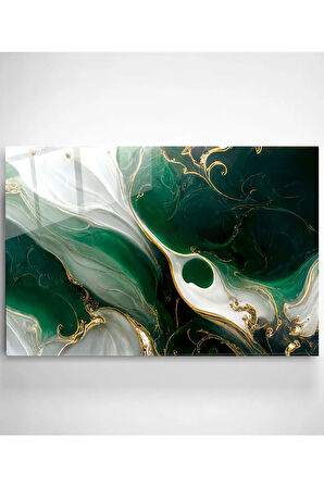 Green And Gold Cam Tablo, Dekoratif Cam Tablo