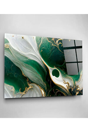 Green And Gold Cam Tablo, Dekoratif Cam Tablo