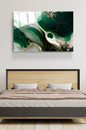 Green And Gold Cam Tablo, Dekoratif Cam Tablo