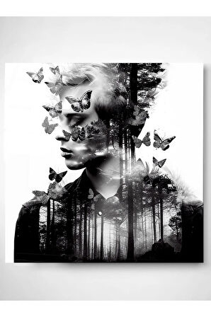 Butterfly Art Cam Tablo, Dekoratif Cam Tablo