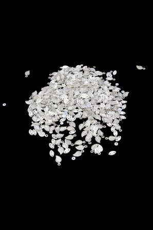 Yandan Delikli 10x6 mm Yaprak Gümüş Pul Payet ( 50 Adet)