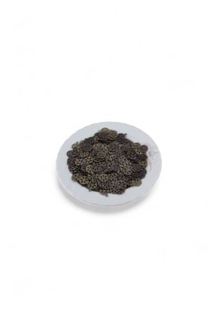 Çiçekli Koyu Bakır 10 mm Yandan Delikli Pirinç Payet (30 Gr 115 Adet)