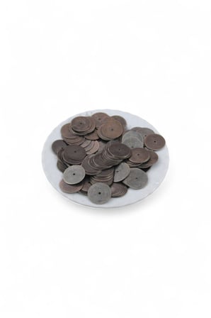 20 mm Eskitme Gümüş Ortadan Delikli Metal Pul Payet (30 Gr 20 Adet)