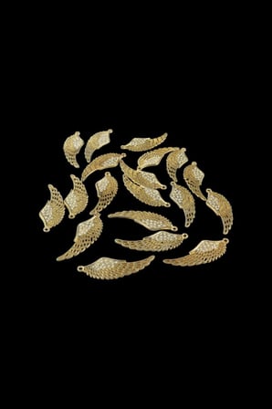 Kanat Figürü Desenli 6x2 cm Gold Pirinç Kolye, Bileklik, Küpe vb Malzemeleri (3 Adet)