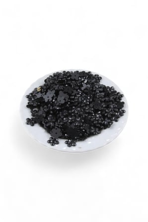 Siyah 10 mm Papatya Desen Dikme Taş (200 Adet)