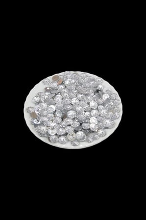 10 mm Gümüş Yuvarlak Çizgi Desenli Dikme Taş (150 Adet)