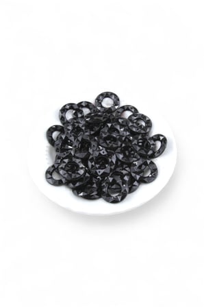 20x5 mm Yuvarlak Halka Desen Siyah Dikme Taş (100 Adet)