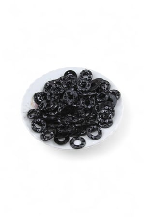16x4 mm Yuvarlak Halka Desen Siyah Dikme Taş (100 Adet)