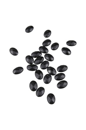 Siyah Oval Ekose Kesim Desen İçten Delikli 13x18 mm Boncuk Taş Aksesuar (10 Adet)