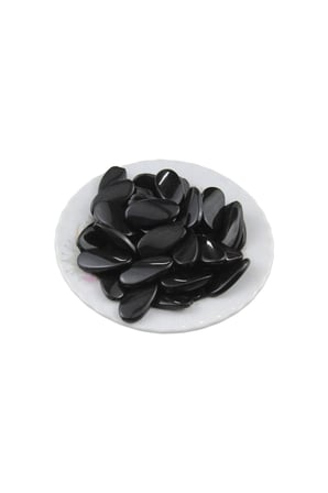 Eğri Oval Desen Siyah 14x28 mm İçten Delikli Boncuk Aksesuar (10 Adet)