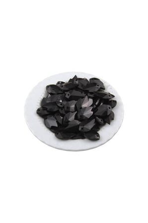 Siyah Yandan Delikli Yaprak Desen 13x23 mm Boncuk Aksesuar (10 Adet)