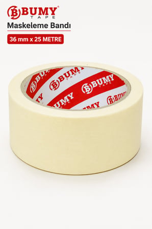 Maskeleme Boya Bandı 36 mm x 25 METRE İz Bırakmayan Dekoratif Kağıt Bantı Bantları