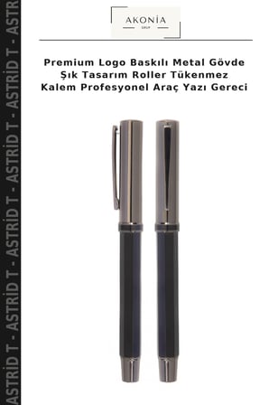Premium Logo Baskılı Metal Gövde Şık Tasarım Roller Tükenmez Kalem Profesyonel Araç Yazı Gereci