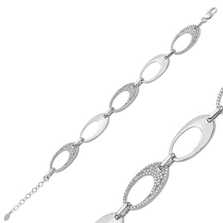 925 Ayar Gümüş Taşlı Oval Bileklik