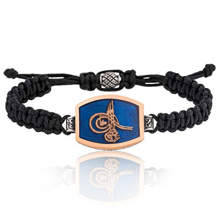 925 Ayar Gümüş Tuğralı Makrome Erkek Bileklik