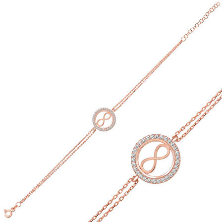 925 Ayar Gümüş Rose Sonsuzluk Bileklik