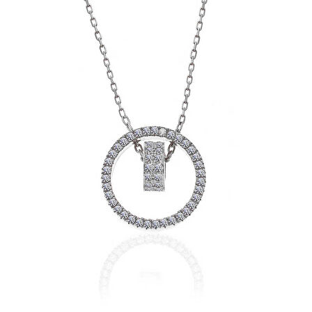 925 Ayar Gümüş İç İçe Geçmiş Halka Kadın Kolye