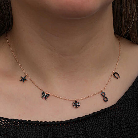 925 Ayar Gümüş Rose Şans Kadın Kolye