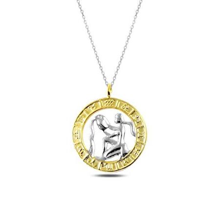 ​925 Ayar Gümüş Gold Kova Burcu Gümüş Kolye