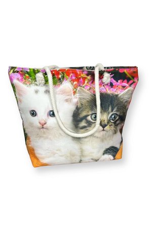 Kedi Desenli Büyük Boy Plaj  Çantası