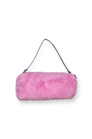 Peluş Pembe Renkli Mini Silindir Çanta