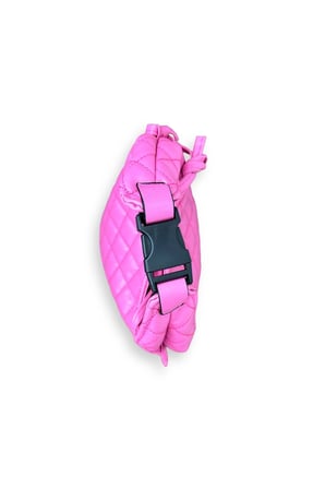 Mini Pembe Renkl Kapitone El ve Omuz Çantası