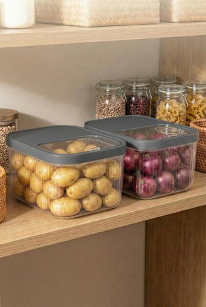 2'Li 12 LT Multibox Füme Kayar Kapaklı Saklama Kabı & Erzak Kabı & Patates Soğan Kovası
