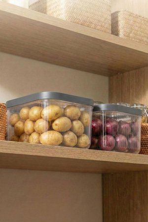 2'Li 12 LT Multibox Füme Kayar Kapaklı Saklama Kabı & Erzak Kabı & Patates Soğan Kovası