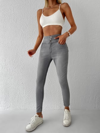 twomeey Yüksek Bel Likralı Jean Pantolon (Renk Seçenekli)
