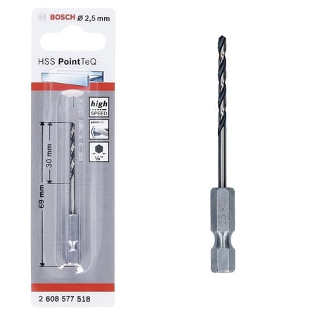 Mey İthalat® Bosch Pointteq Altıgen Şaftlı Hss Matkap Ucu 2,5 Mm