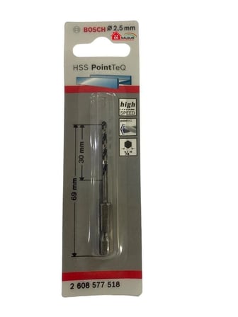Mey İthalat® Bosch Pointteq Altıgen Şaftlı Hss Matkap Ucu 2,5 Mm