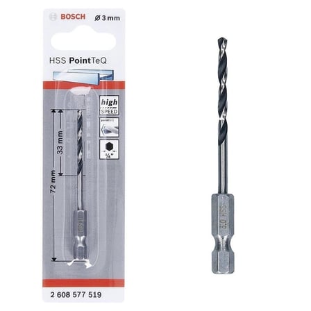 Mey İthalat® Bosch Pointteq Altıgen Şaftlı Hss Matkap Ucu 3 Mm
