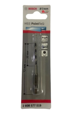 Mey İthalat® Bosch Pointteq Altıgen Şaftlı Hss Matkap Ucu 3 Mm