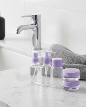 Mey İthalat® 5 Parça Seyahat Banyo Seti 30 Ml Şeffaf Taşınabilir Şişe Seti